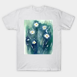 Daisies at Night Watercolor Art T-Shirt